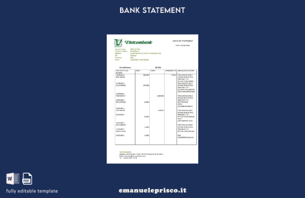 modello di parola di dichiarazione di stile verificato Vietnam Vietcombank